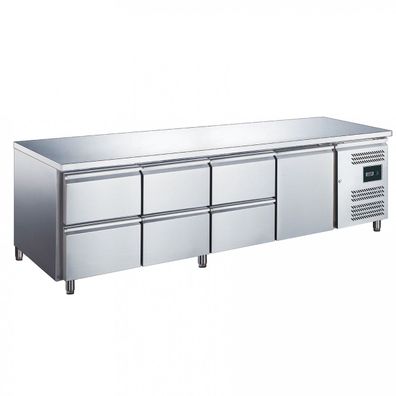 Kühltisch Mod. EGN 4160TN 1 Tür + 6 Schubladen Edelstahl 2230x700x850 Gastlando