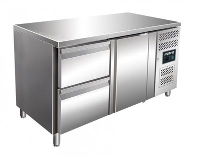 Kühltisch Mod. GN 2110TN mit 1 Tür + 2 Schubladen Edelstahl 1360x700x950 Gastlando