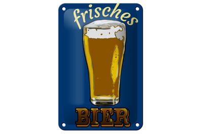 Blechschild Alkohol 12x18 cm frisches Bier Bierglas Metall Deko Schild