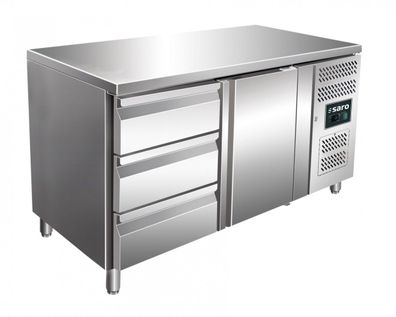 Kühltisch Mod. GN 2130TN mit 1 Tür + 3 Schubladen Edelstahl 1360x700x950 Gastlando