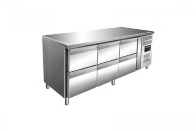 Kühltisch Mod. Kylja 3160TN mit 6 Schubladen Edelstahl 1795x700x950 Gastlando