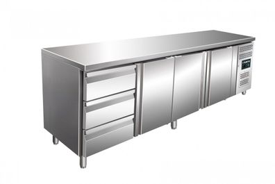 Kühltisch Mod. GN 4130TN mit 3 Türen + 3 Schubladen Edelstahl 2230x700x950 Gastlando