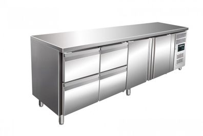 Kühltisch Mod. GN 4140TN mit 2 Türen + 4 Schubladen Edelstahl 2230x700x950 Gastlando