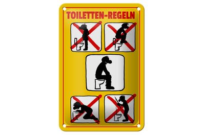 Blechschild Hinweis 12x18 cm Toiletten Regeln Metall Deko Schild