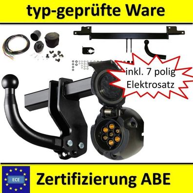 Anhängerkupplung mit Elektrosatz 7 polig für Opel Agila 2002-2008