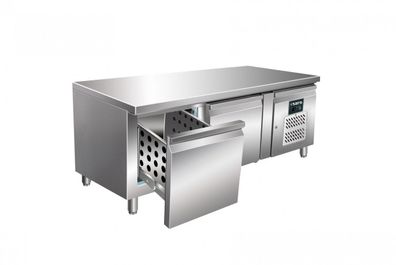Unterbau Kühltisch Mod. UGN 2100TN-2S 2 Schubladen Edelstahl 1360x700x650 Gastlando