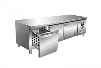 Unterbau Kühltisch Mod. UGN 3100TN-3S 3 Schubladen Edelstahl 1795x700x650 Gastlando