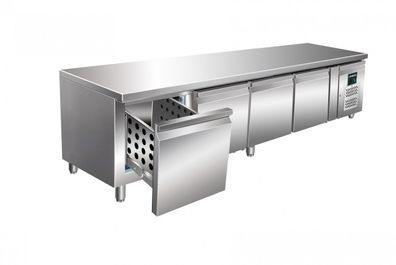 Unterbau Kühltisch Mod. UGN 4100TN-4S 4 Schubladen Edelstahl 2230x700x650 Gastlando