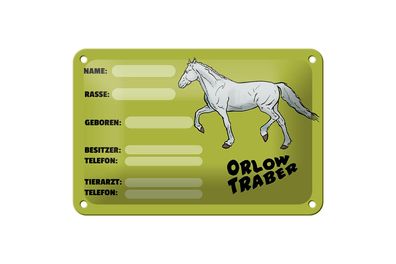 Blechschild Pferd 18x12 cm Orlow Traber Name Besitzer Rasse Deko Schild