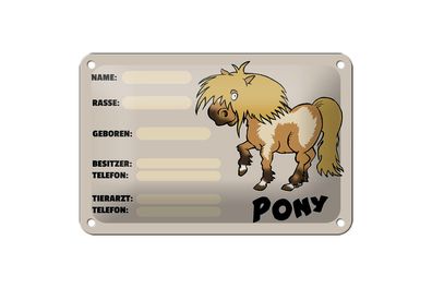 Blechschild Pony 18x12 cm Tiere Name Rasse Besitzer geboren Deko Schild