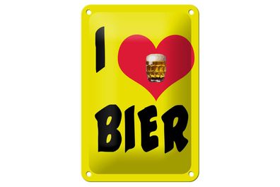 Blechschild Alkohol 12x18 cm I love Bier Metall Deko Schild