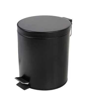 Treteimer Edelstahl 5 L rund - schwarz - Müll Kosmetik Badezimmer Abfall Eimer