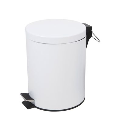 Treteimer Edelstahl 5 L rund - weiß - Müll Kosmetik Badezimmer Abfall Eimer
