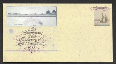 Ganzsache Australien 200. Jahrestag Entdeckung der Lord Howe Inslen 1988 postfr.