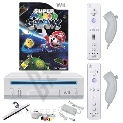 Nintendo Wii Konsole Super Mario Galaxy, Nunchuk, Remote, Alle Kabel