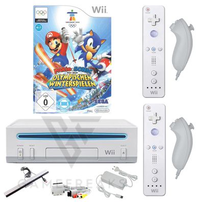 Nintendo Wii Konsole Mario & Sonic bei den Olympischen, Nunchuk, Remote, Alle Kabel