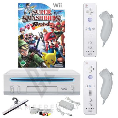 Nintendo Wii Konsole Super Smash Bros. Brawl, Nunchuk, Remote, Alle Kabel
