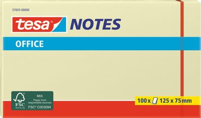 Tesa Office Notes gelb Haftnotiz 125mm x 75mm Block 100 Blatt