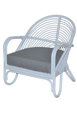 Relax-Sessel aus Rattan handgeflochten, weiß lackiert, inkl. Kissen