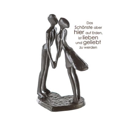 Skulptur Heartbeat 15cm Eisen brüniert Paar küssend Herz Hochzeit Liebe Geschenk
