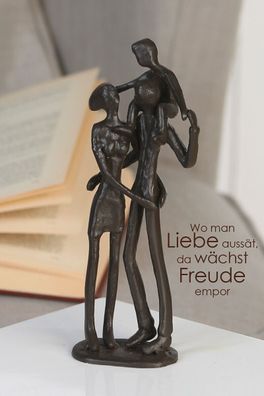 Skulptur Parents 19cm Eisen brüniert Familie Eltern mit Kind Family Wohnzimmer