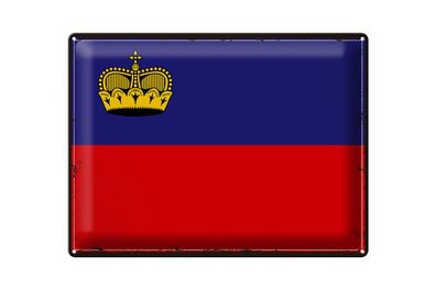 Blechschild Flagge Liechtenstein 40x30 cm Retro Flag Deko Schild tin sign