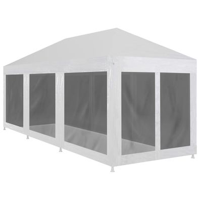 Partyzelt mit 8 Mesh-Seitenwänden 9 x 3 m