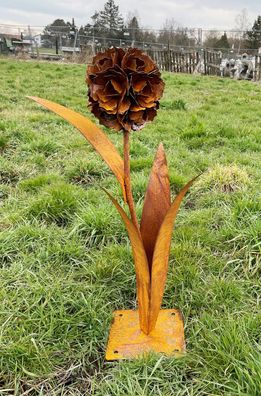3D Pusteblume mit 1 Blüte 90cm Deko-Blume Blume Edelrost Rost Metall Garten