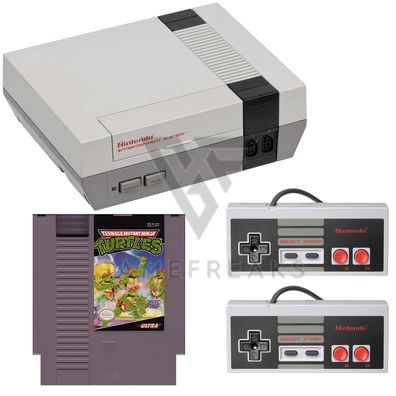 Nintendo NES Konsole Turtles Spiel, Controller, Alle Kabel