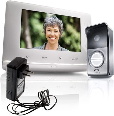 Somfy Video-Türsprechanlage V300 7 Zoll Bildschirm Video-Türstation anthrazit weiß