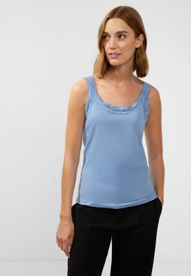 Street One Basic Top mit Spitze in Feather Blue