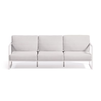 Outdoor 3-Sitzer-Sofa weiß 225 x 85 x 85 cm Sitzgarnitur Couch Wohnzimmer