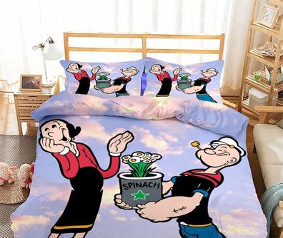 3tlg 3D Popeye the Sailor Bettbezug Olive Wimpy Bettsack Kinder Bettwäsche Geschenk
