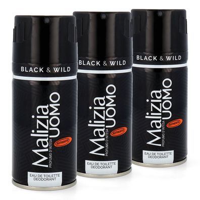 Malizia Uomo Black & Wild Deodorant EdT deo 3x 150ml