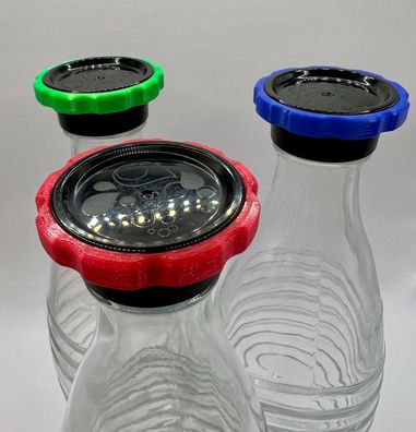 3er-Set bunte Clips für Deckel / Kappen passend für Sodastream Crystal Flaschen