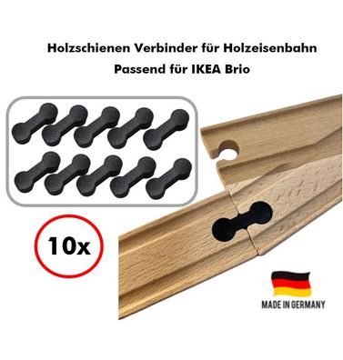 10x Holzschienen Verbinder Adapter passend für Ikea/ Brio Spielzeug Holzeisenbahn