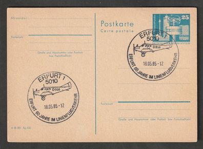 Ganzsache DDR Bauwerke großes Format Erfurt 60 Jahre im Linienverkehr P 80