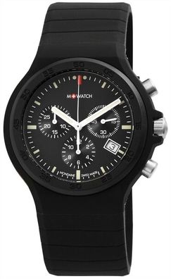 M Watch Silikon Unisexuhr mit Chronograph + Datumsanzeige - Stoppfuntion - schwarz