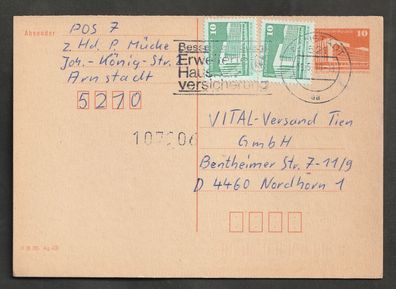 Ganzsache DDR Bauwerke im kleineren Format Mücke P 87 II