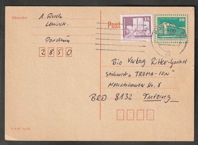 Ganzsache DDR Bauwerke im kleineren Format mit Perforationsdruck Ruch P 89