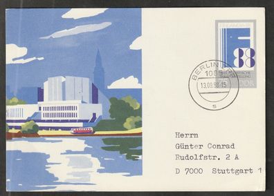 Ganzsache DDR Briefmarkenweltausstellung Finnlandia 1988 nach Stuttgart P 100