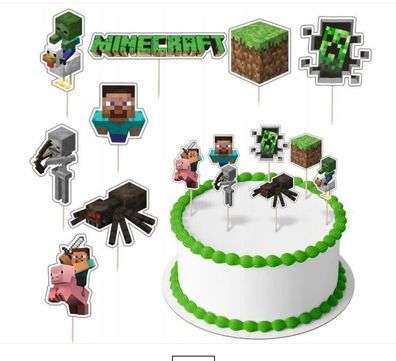 Topper Minecraft Papier Figuren 8 Stueck Geburtstagskuchen Torten Cake Boys Junge MT