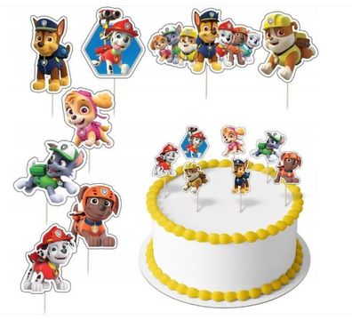 Topper Paw Patrol Papier Figuren 8 Stueck Geburtstagskuchen Torten Cake Boys Junge PT