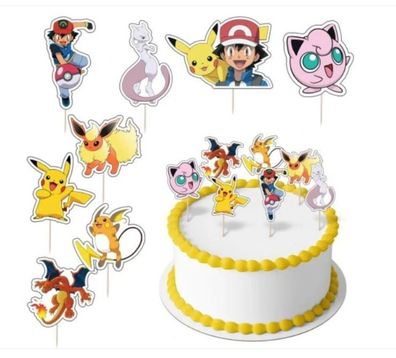 Topper Pokemon Papier Figuren 8 Stueck Geburtstagskuchen Torten Cake Boys Junge PT