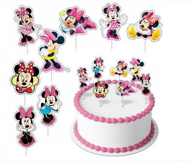 Topper Minnie Maus Mouse Papier Figuren 8 Stueck Geburtstagskuchen Torten Cake MT