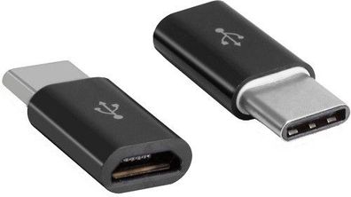 USB-C Stecker zu USB-Micro Buchse Adapter schwarz Handy Smartphone Tablet