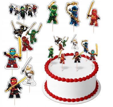 Topper Ninjago Papier Figuren 8 Stueck Geburtstagskuchen Torten Cake Boys Junge NJ