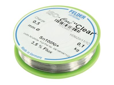 Lötzinn auf Rolle FELDER ISO-Core ''Clear'', 0,5mm, 100g, bleifrei (Sn100%Ni + )