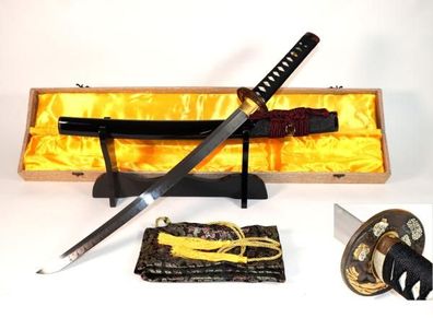 Yamamoto Wakizashi mit 18-mal gefalteter Klinge Feng Lin Handgeschmiedetes Samurai Sc