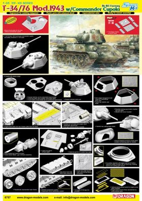 Dragon 6757 - 1:35 T-34/76 Mod.1943w/ Comm. Cupola No183 - Neu